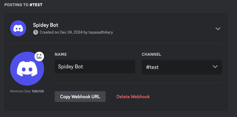 Edit the Webhook