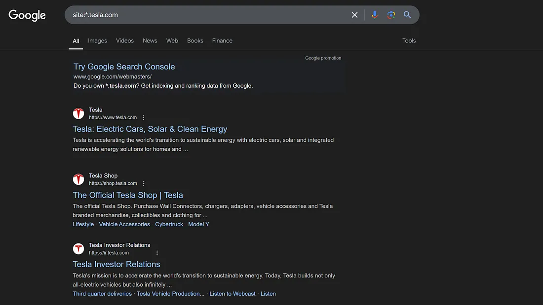 tesla.com google dork