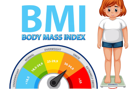 A girl on weight machine to check BMI