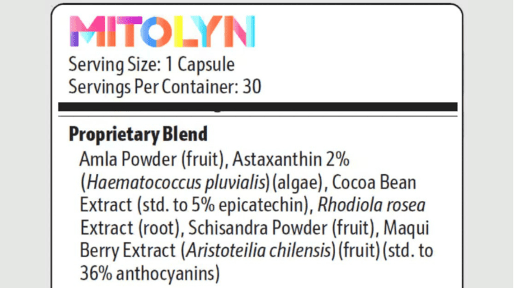 Ingredient list of Mitolyn