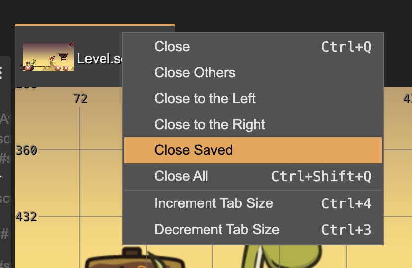 The context menu of the editor's title.