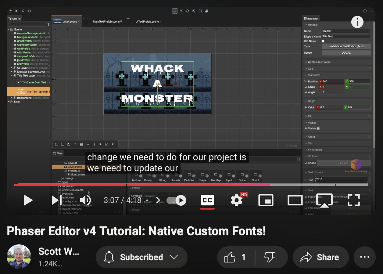 Phaser Editor v4 Tutorial: Native Custom Fonts!