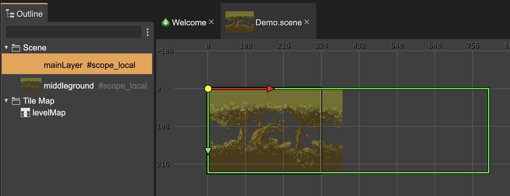 Tilemap layer in the outline view