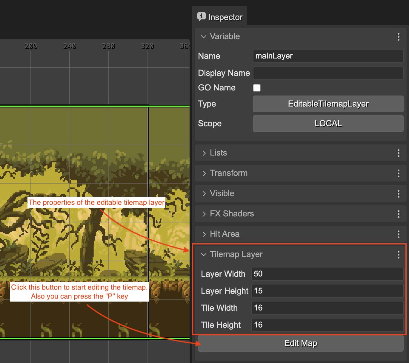 Editable tilemap layer properties