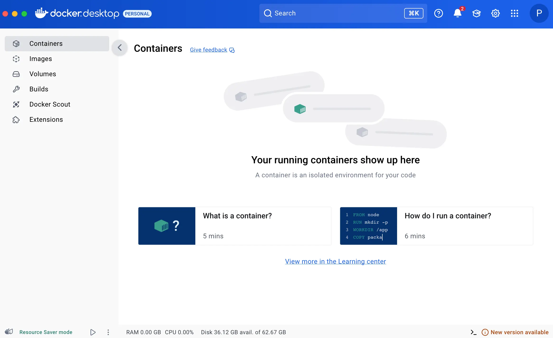 Image showing Docker Desktop dashboard