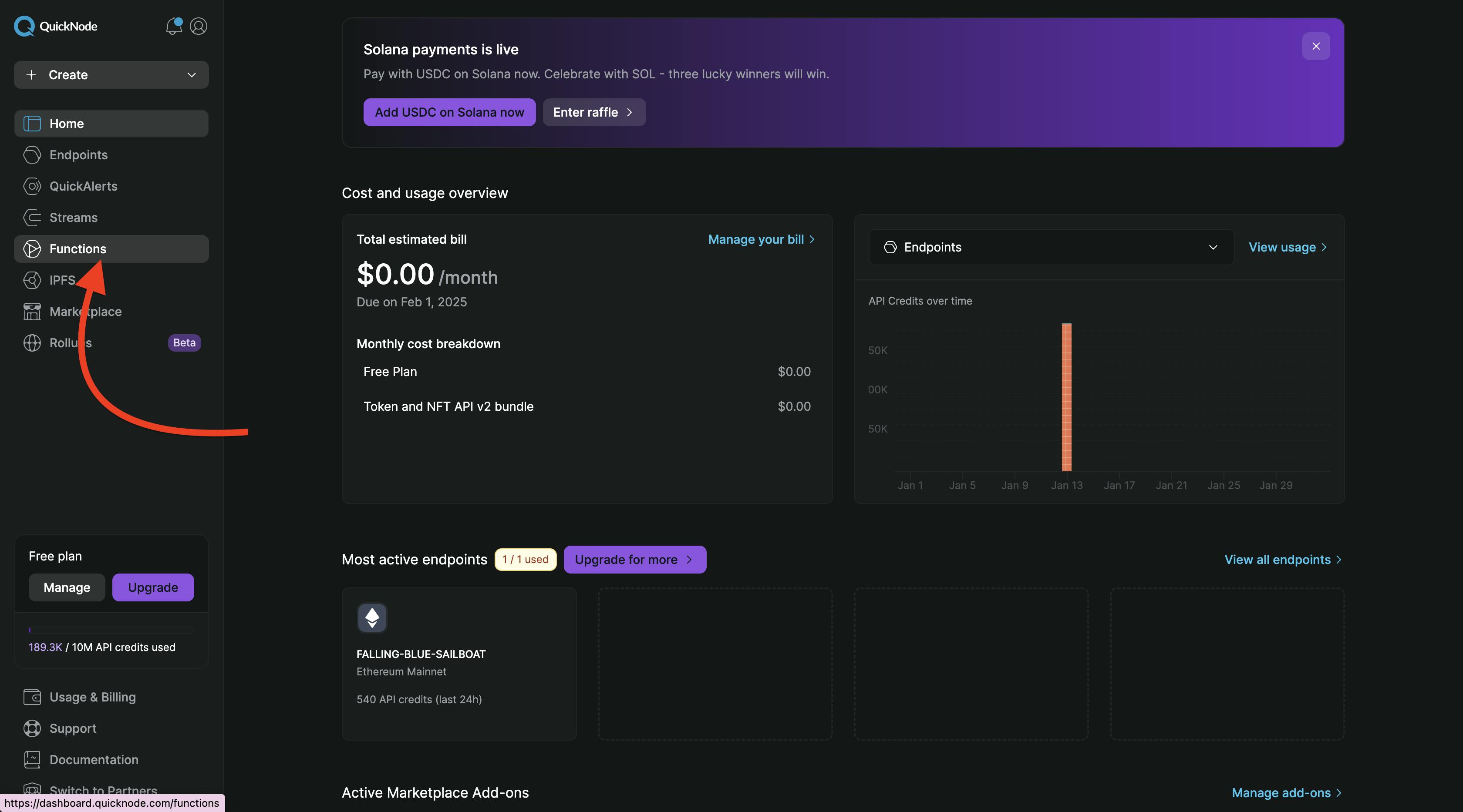 QuickNode Dashboard