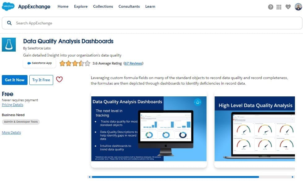 Salesforce Labs Data Quality Analysis Dashboards on AppExchange