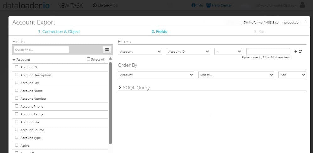 Export Account Records Process With Web Version of Data Loader