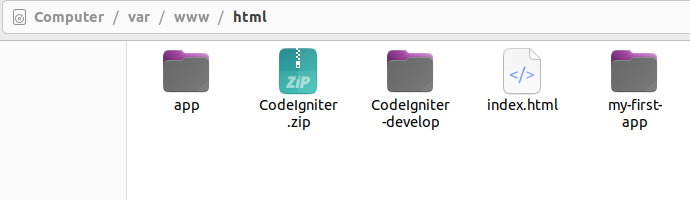 Extracted folder(Codeigniter-develop) image.