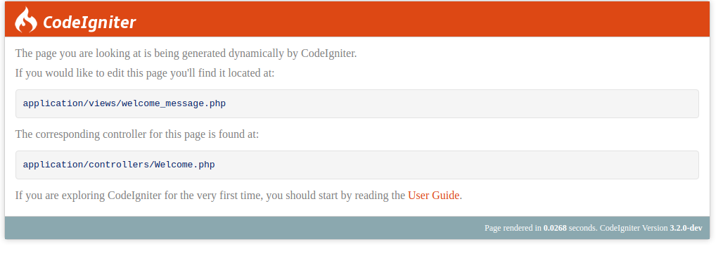 CodeIgniter welcome page.