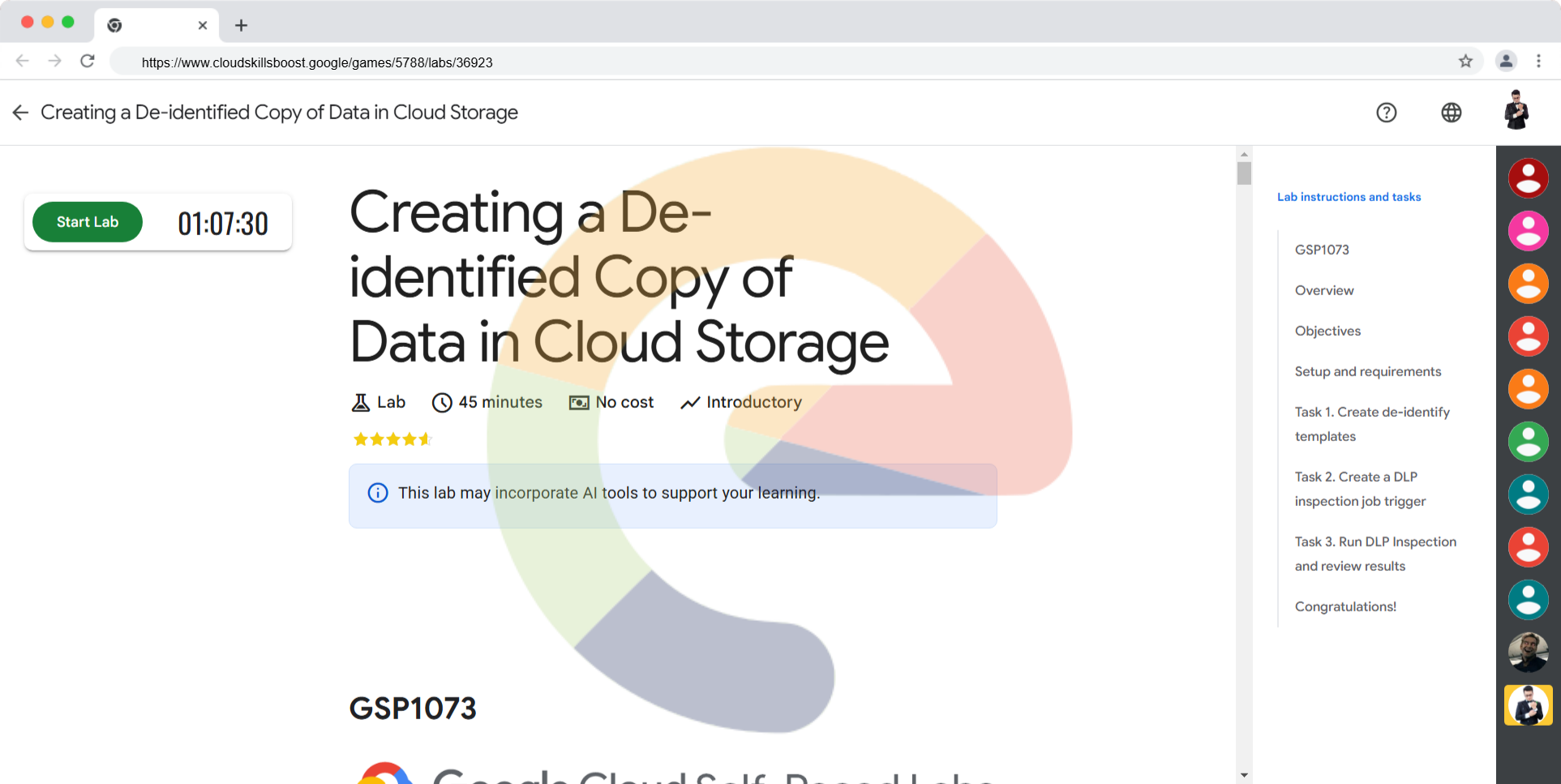 Creating a De-identified Copy of Data in Cloud Storage - GSP1073
