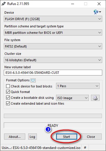 Rufus - Start USB Build