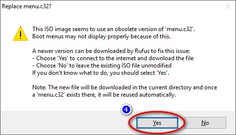Rufus - 'menu.c32' Warning
