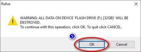 Rufus - Data Destruction Warning