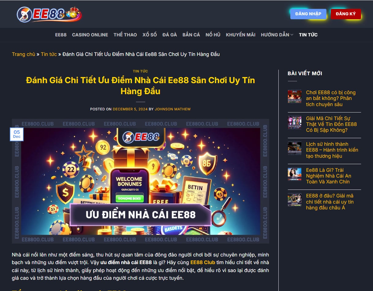 Lý Do EE88 Trở Thành Nhà Cái Được Yêu Thích Nhất Hiện Nay