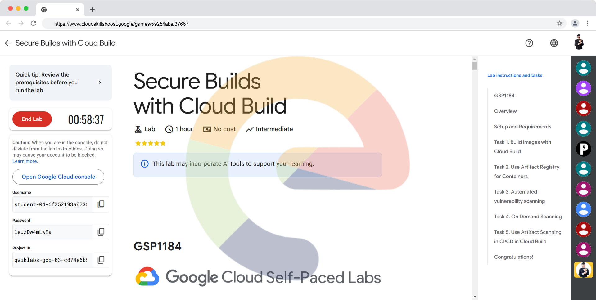 Secure Builds with Cloud Build - GSP1184