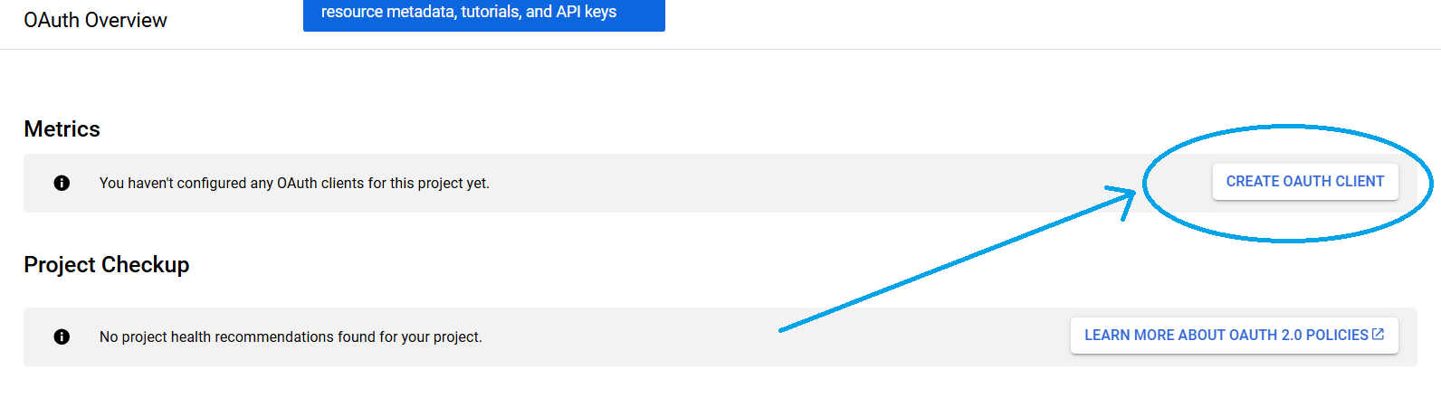 Create OAuth Client Section