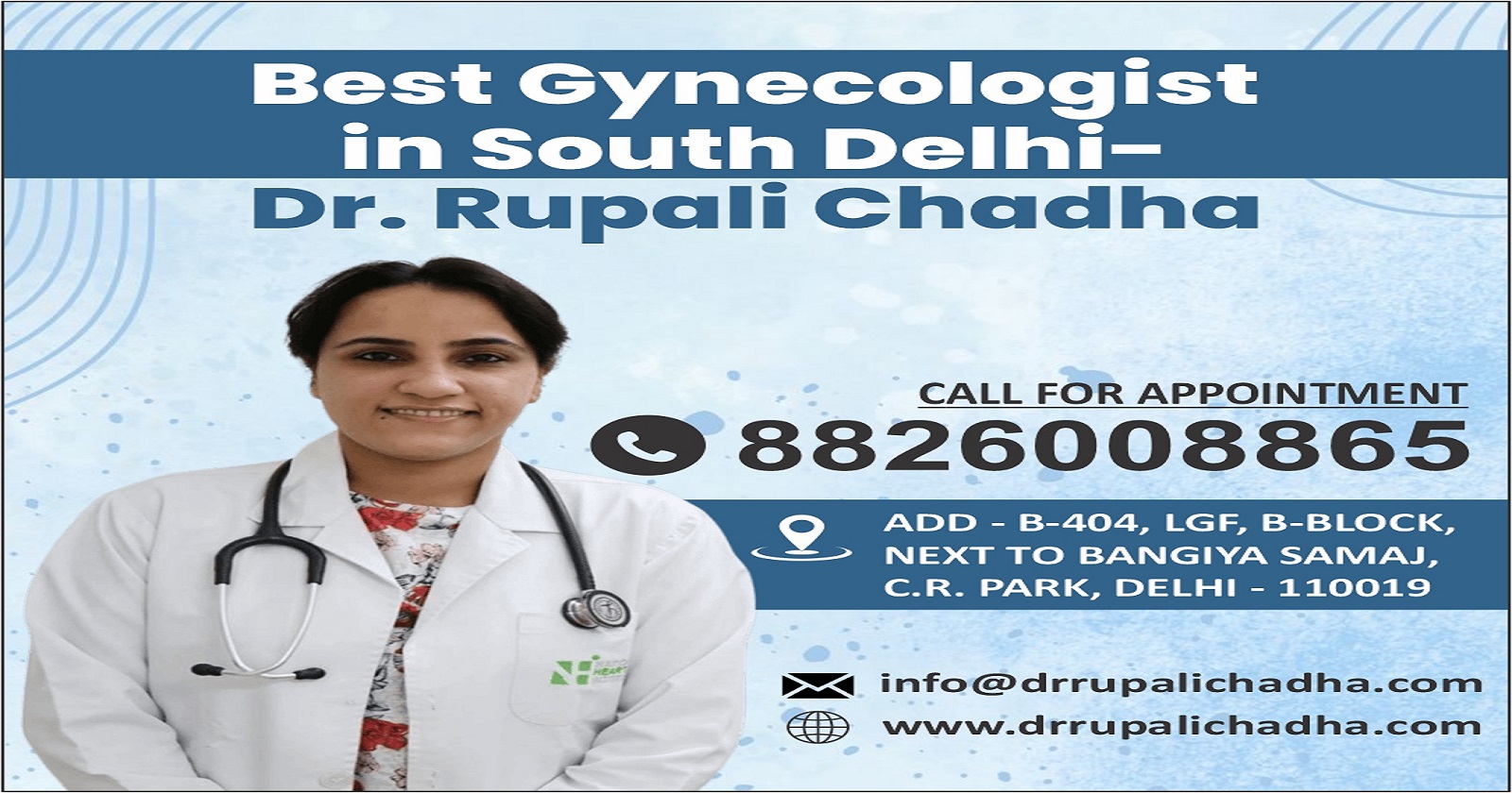 Looking for a Female Gynecologist in South Delhi? Meet Dr. Rupali Chadha Today!