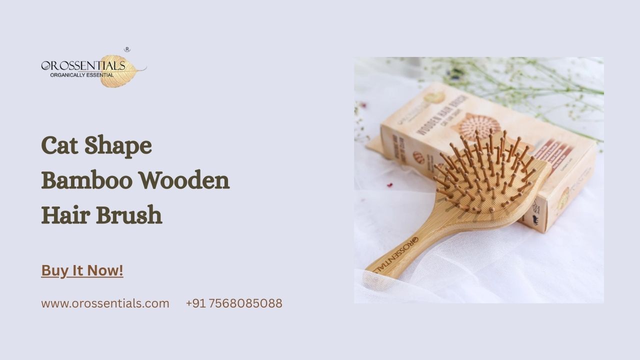 Orossentials Cat Shape Bamboo Wooden Hair Brush – The Eco-Friendly Choice for Healthy Hair