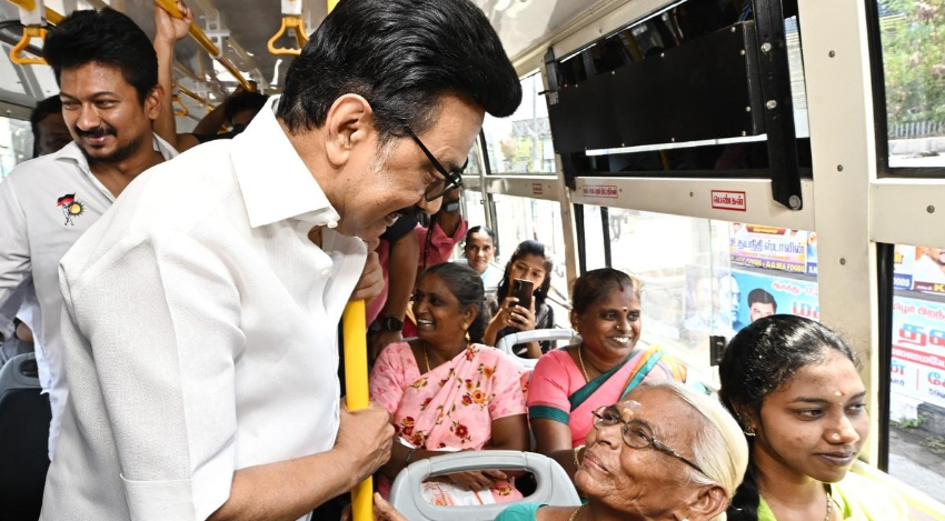 Tamil Nadu CM Stalin Flags Off 214 New State-Run Buses, Rides with Passengers to Review 'Magalir Vidiyal Payanam' Scheme