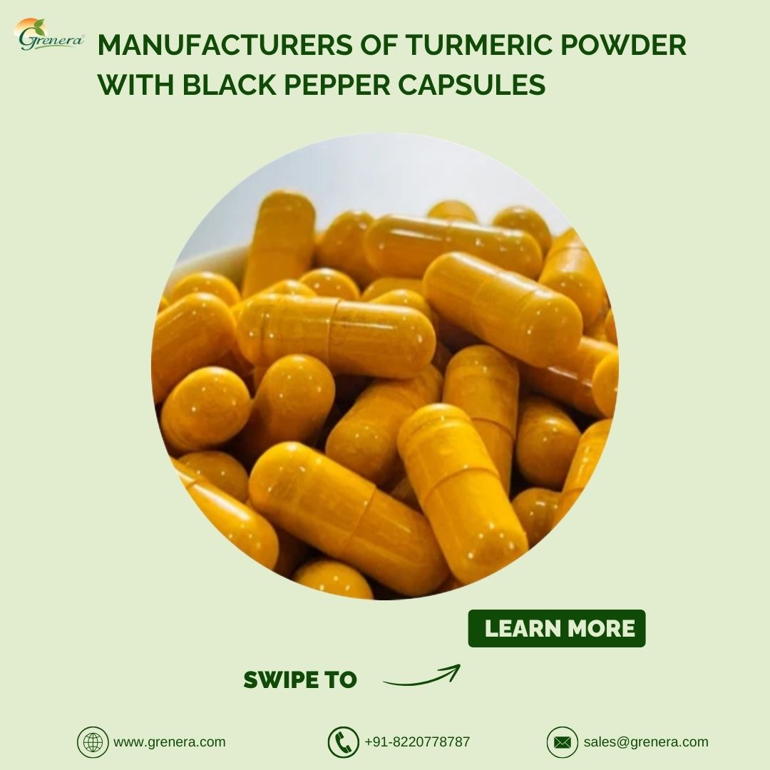 Manufacturers Of Turmeric Powder With Black Pepper Capsules
