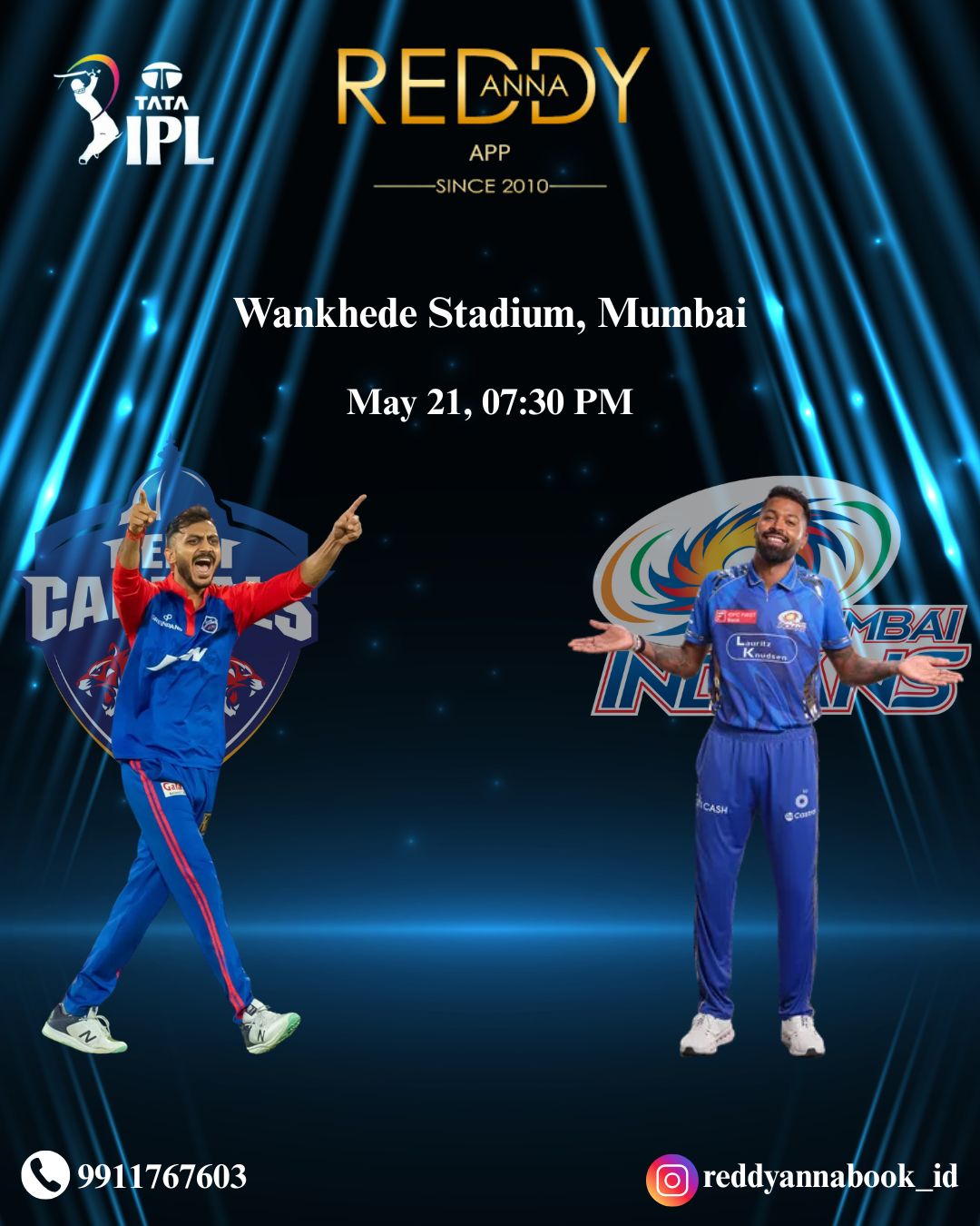 Mumbai Awaits! Countdown to IPL 2025's Epic Face-off: MI vs DC on May 21 with Reddy Book.