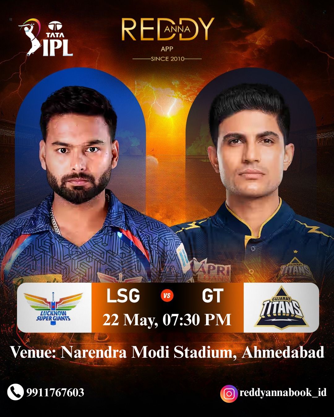 Get Ready with Reddy Book for the Action: GT vs LSG in IPL 2025 at Narendra Modi Stadium!