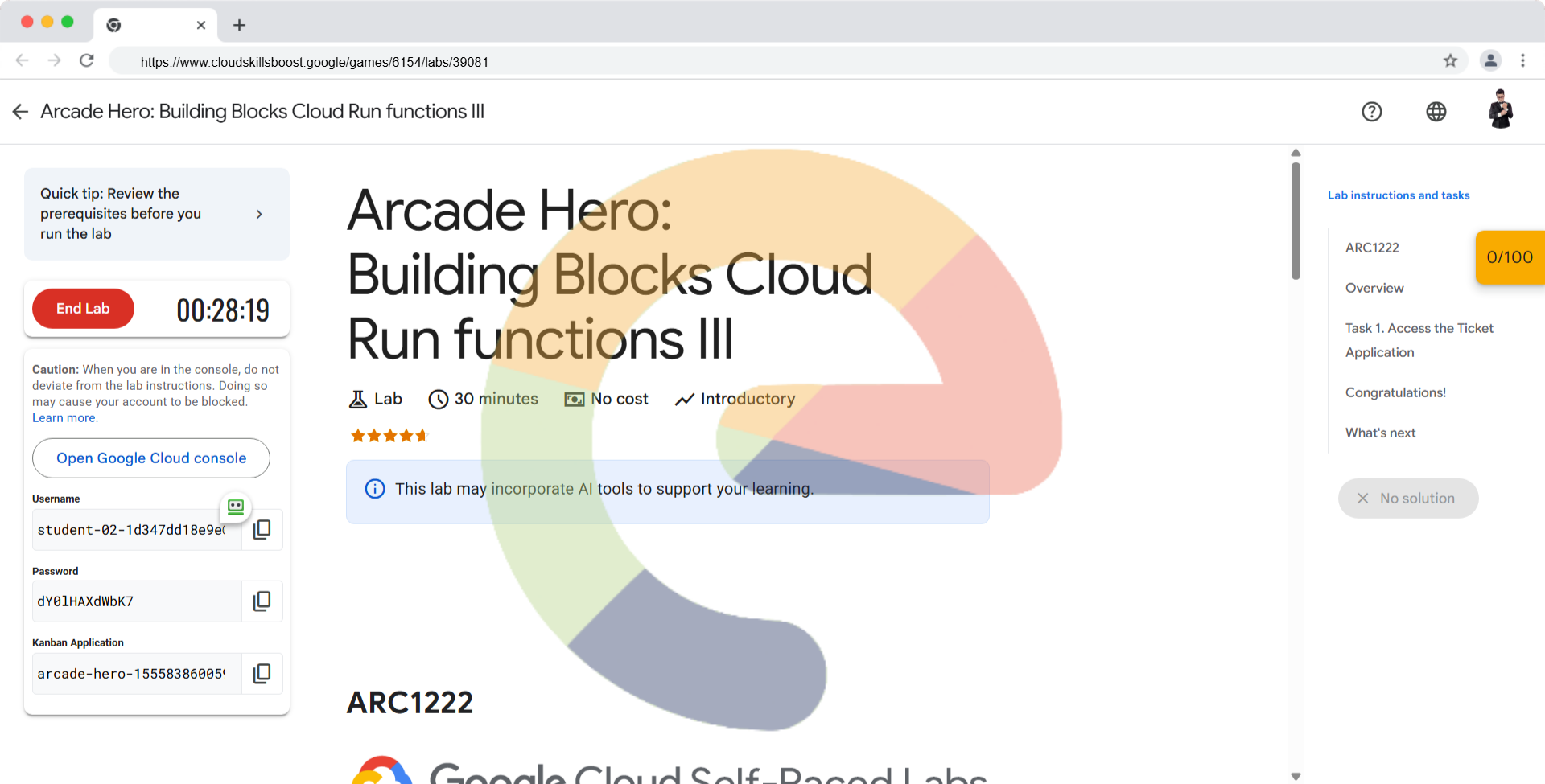 Arcade Hero: Building Blocks Cloud Run functions III - ARC1222