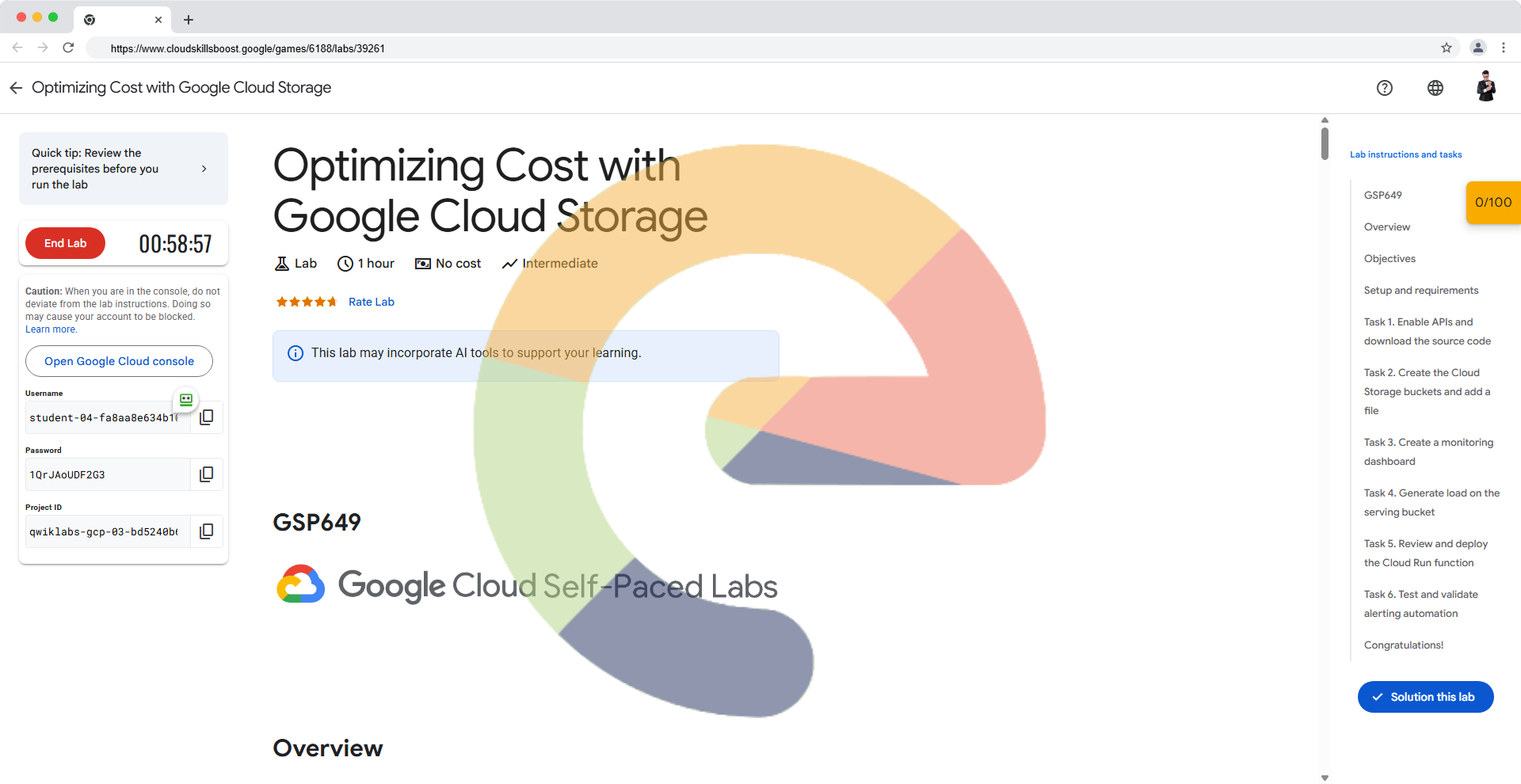 Optimizing Cost with Google Cloud Storage - GSP649