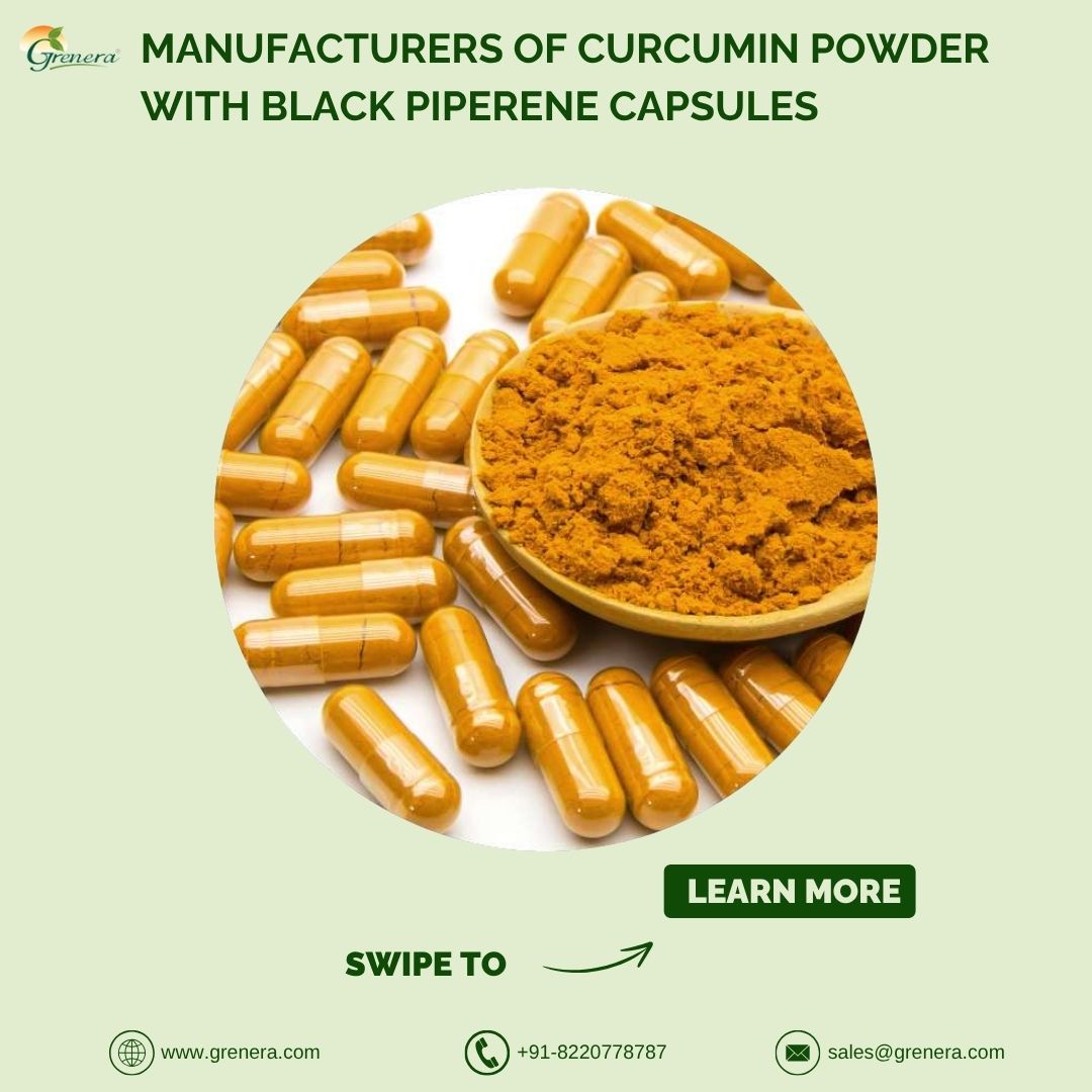 Manufacturers Of Curcumin Powder With Black Piperene Capsules