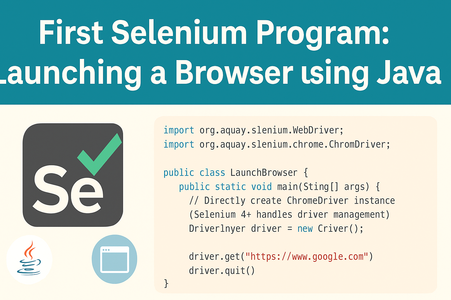 First Selenium Program with Java | Launch Chrome Browser