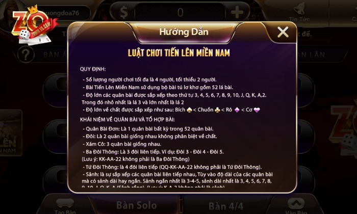 Khám phá Tiến Lên Miền Nam Zowin Sân chơi hấp dẫn cho người yêu bài