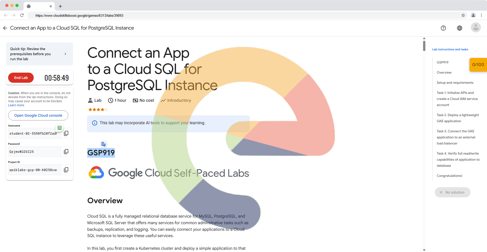 Connect an App to a Cloud SQL for PostgreSQL Instance - GSP919