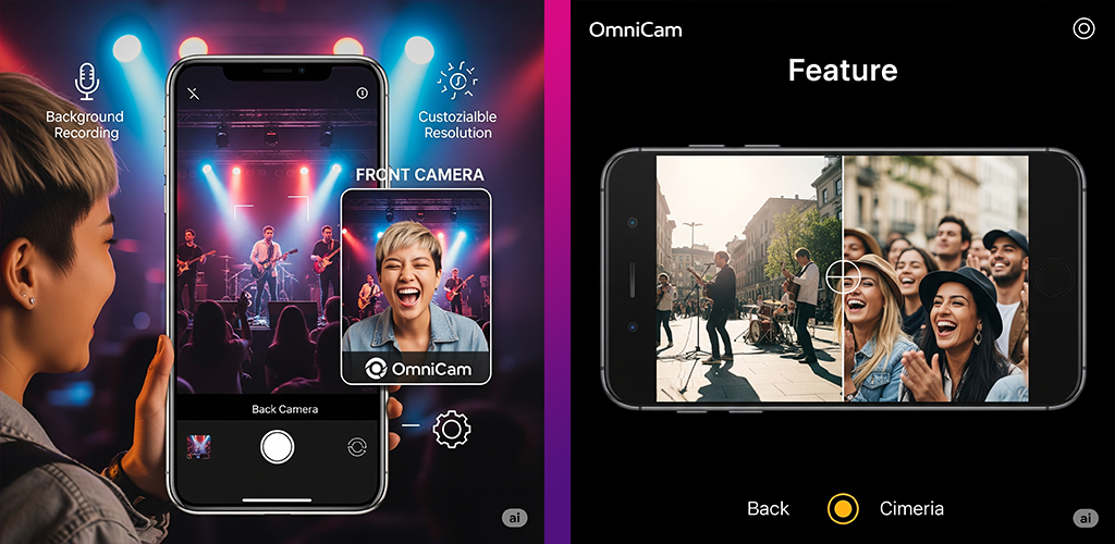 OmniCam – Secure Background Video Recorder & Dual-Camera Streaming App