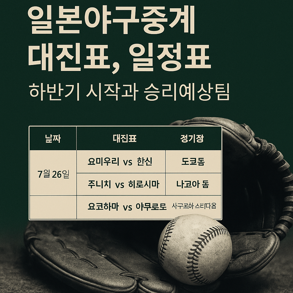 # 2025년 일본야구중계 오늘 경기 일정 및 하반기 대진표 정리