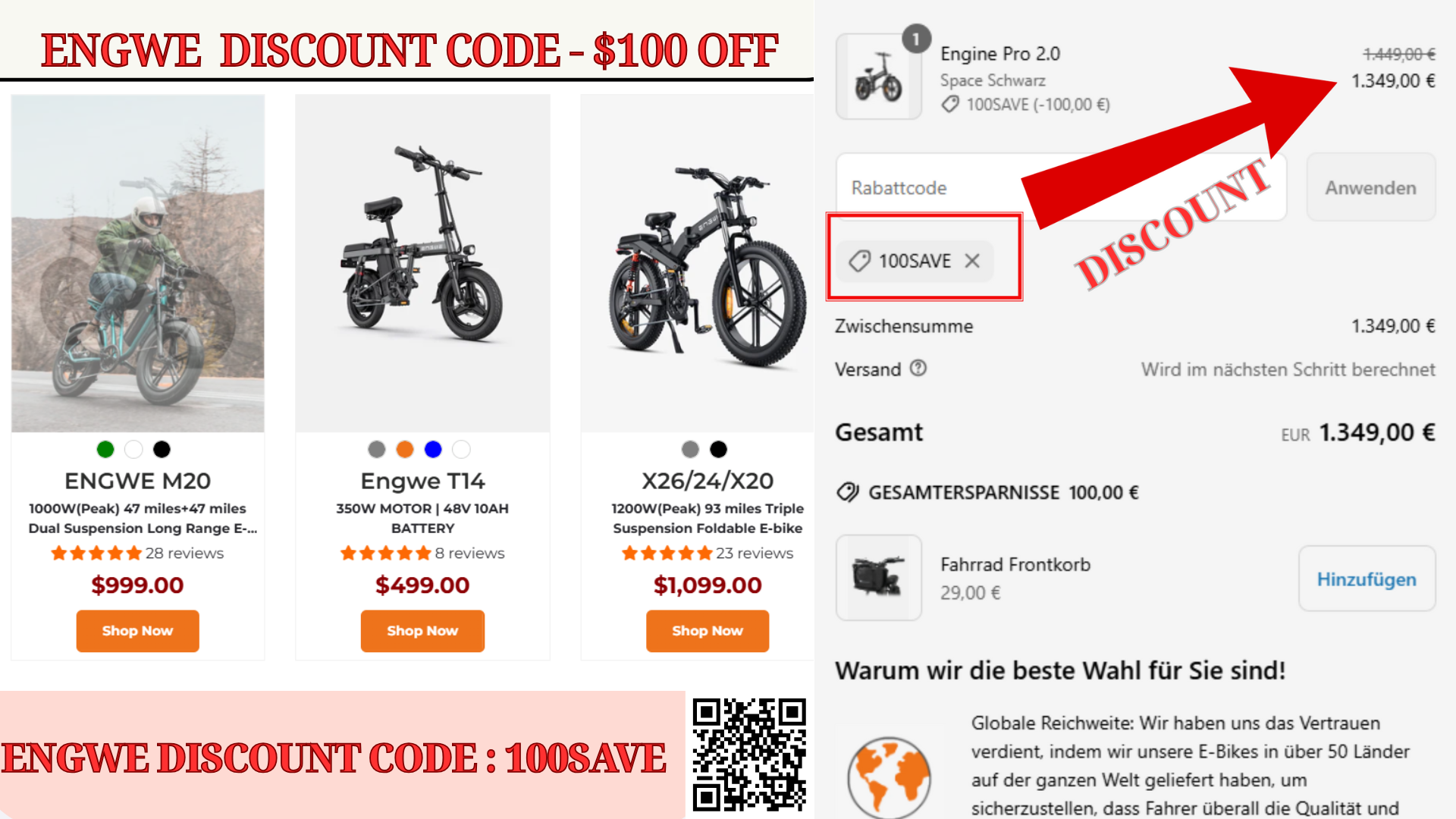 Engwe discount code: 100SAVE – Get $100 OFF the Best Folding E-Bikes for RV and Van Life in 2025!
