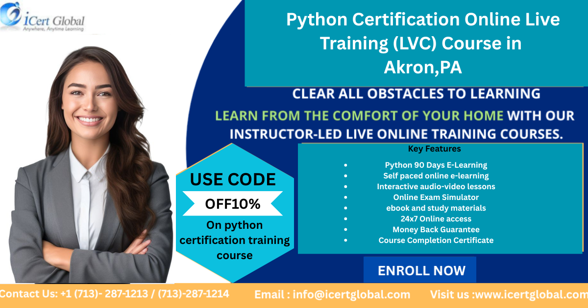 Python Certification Training Course in Akron, PA