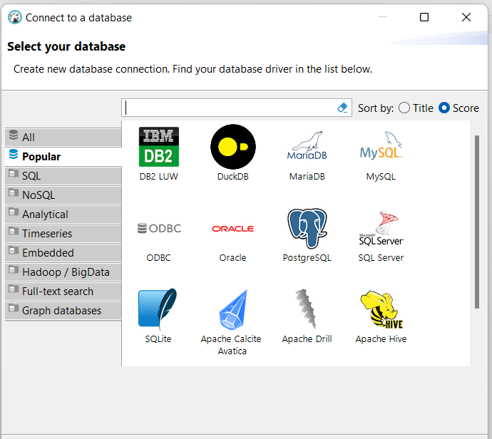 Select your database