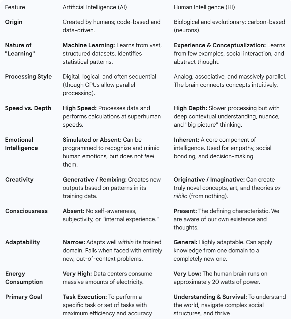 Artificial Intelligence vs. Human Intelligence