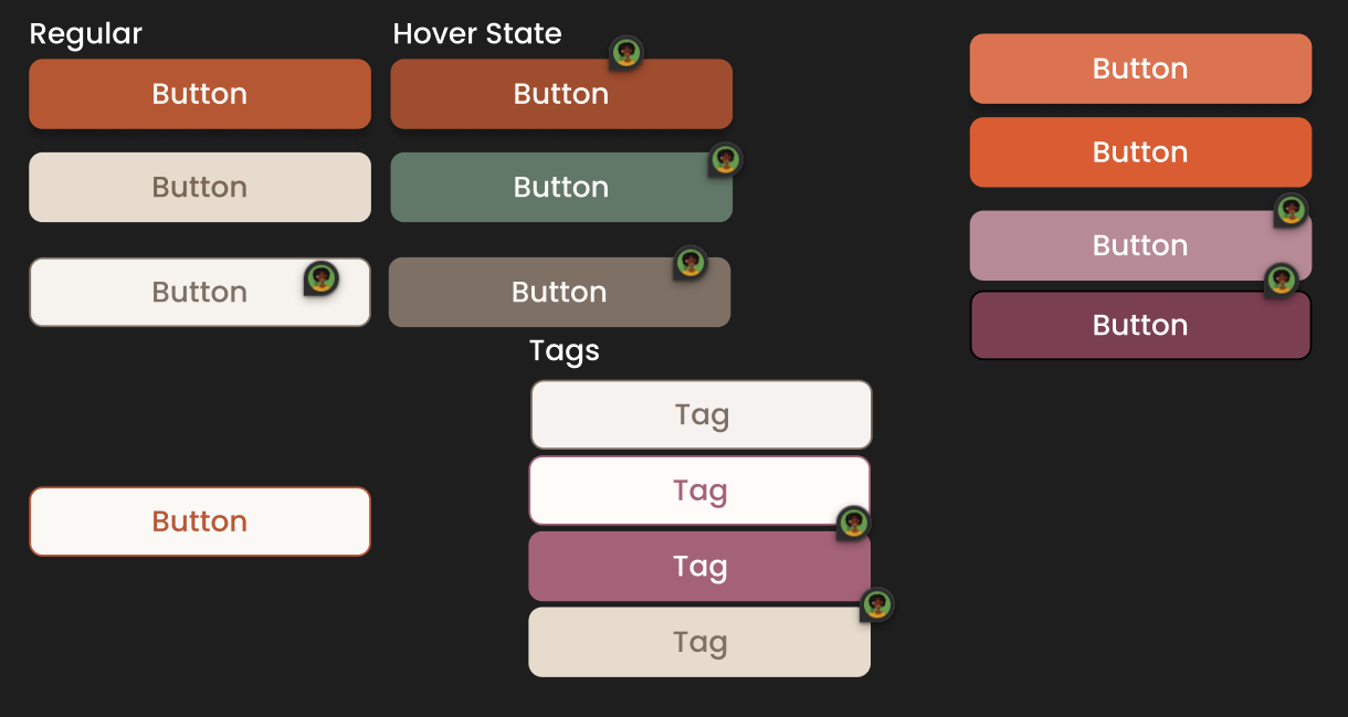 Button Styles and Components laid out in a grid