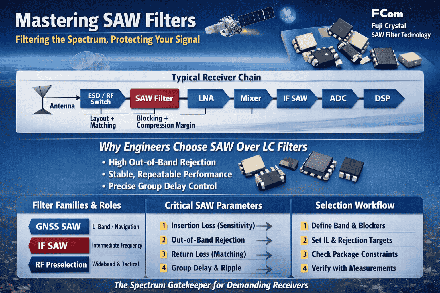 SAW Filters for GNSS, IF & RF Front Ends: A Practical Design-In Guide