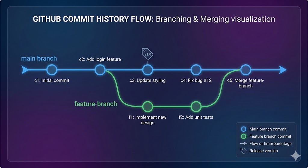 Commit history flow