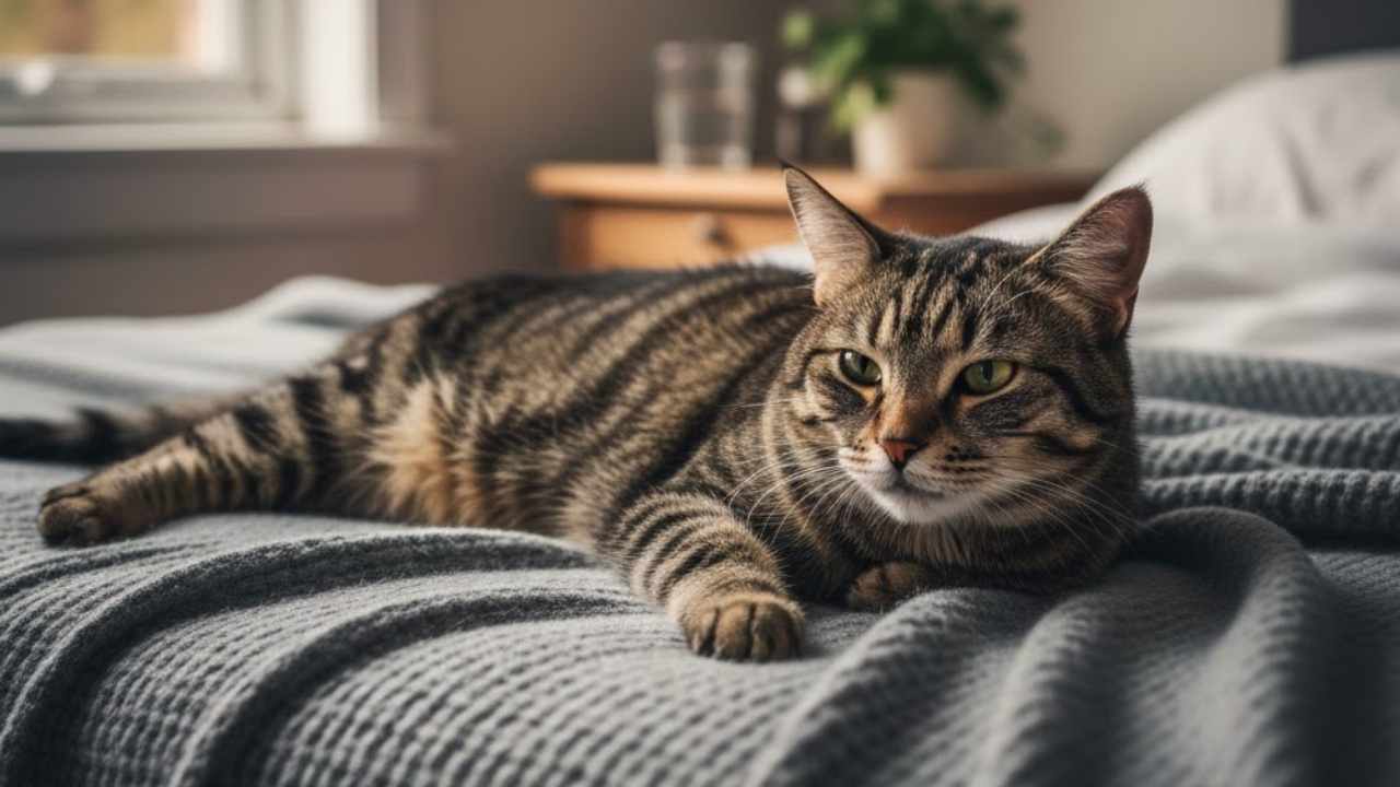 hasta tekir kedi yatıyor