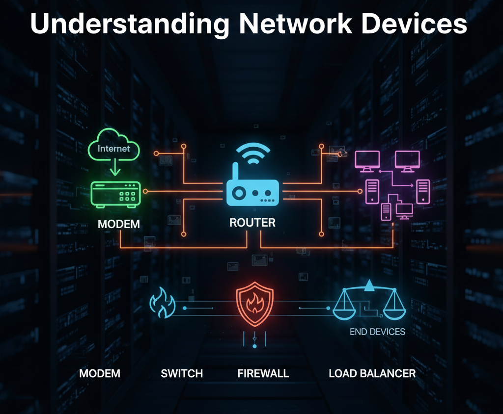 Network Devices Explained: How Modem, Router, Switch, Firewall, and Load Balancer Work Together