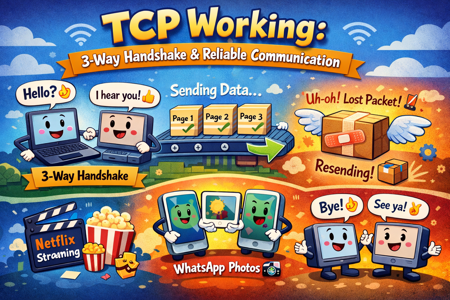 TCP Working: 3-Way Handshake & Reliable Communication