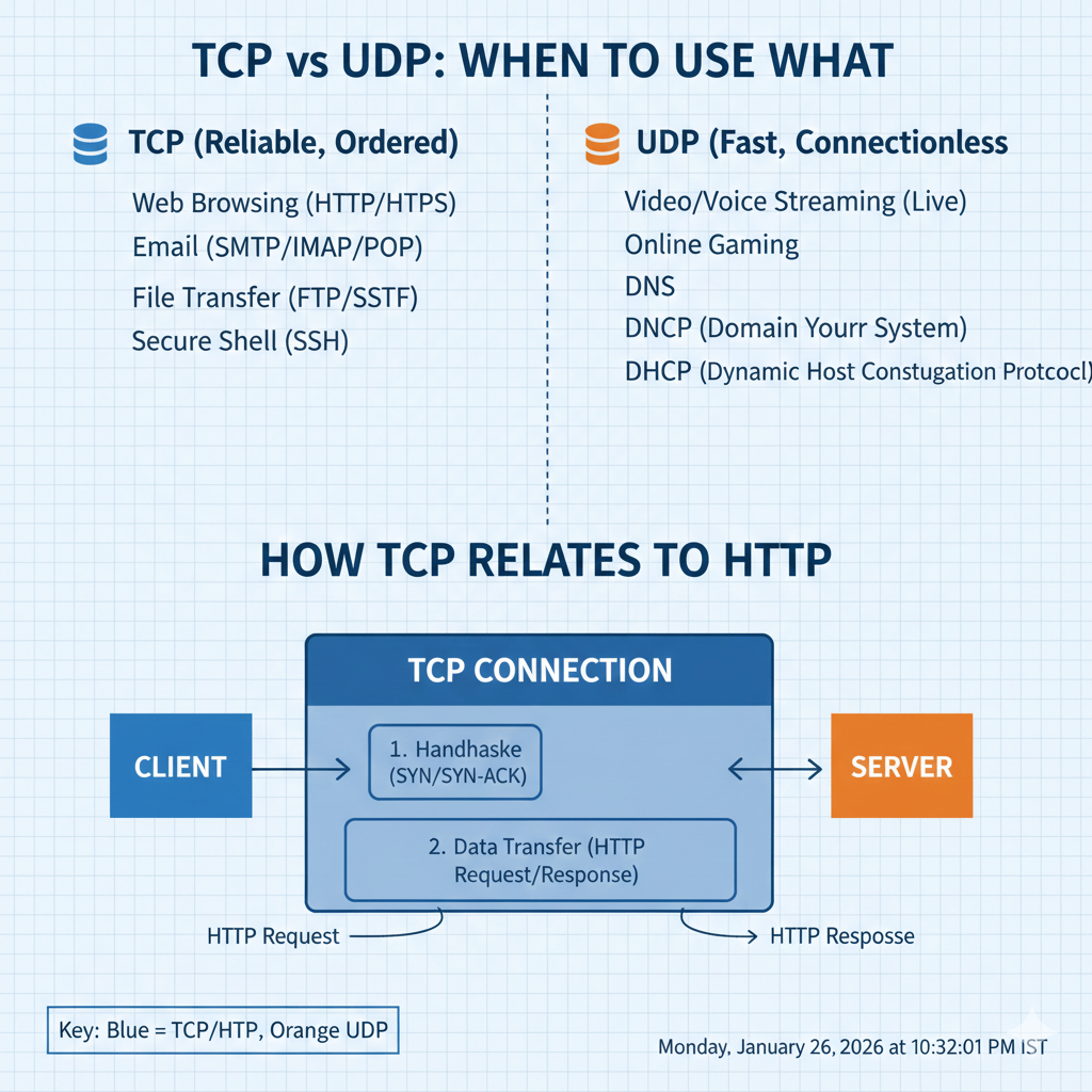 TCP vs UDP: When to Use What, and How TCP Relates to HTTP