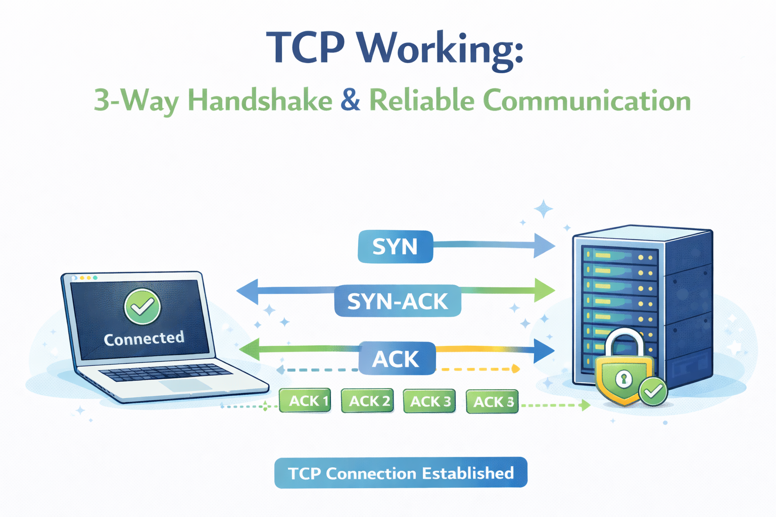 TCP Working: 3-Way Handshake & Reliable Communication