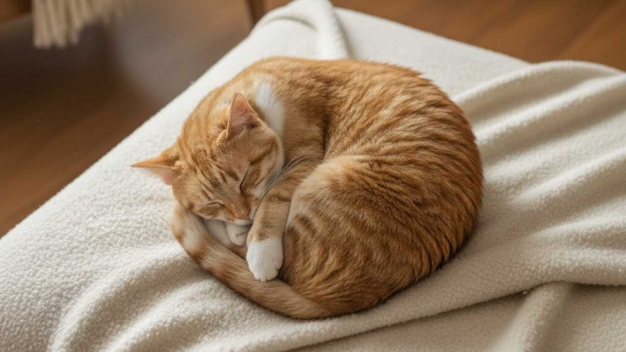 Kedi Cenin Pozisyonunda Yatıyor