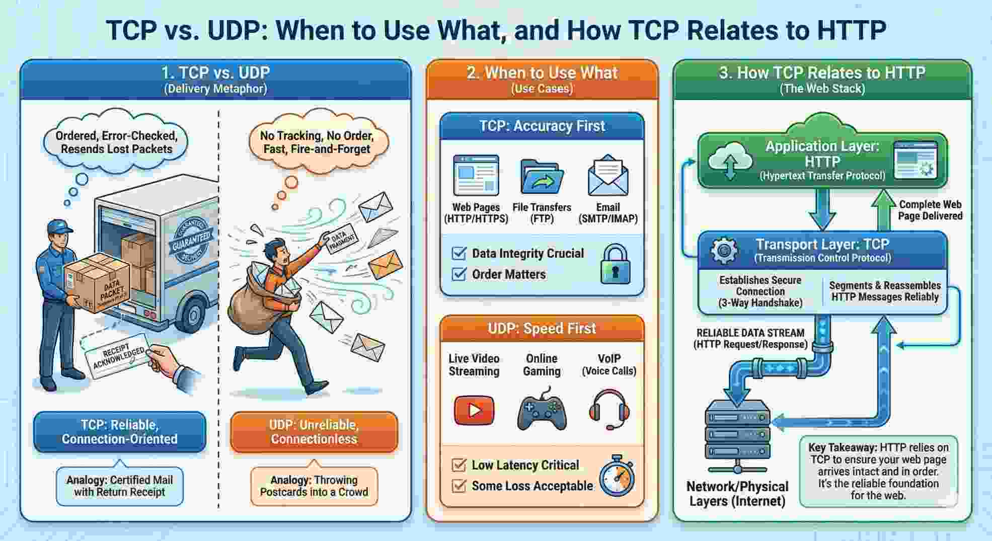 TCP vs UDP: When to Use What, and How TCP Relates to HTTP