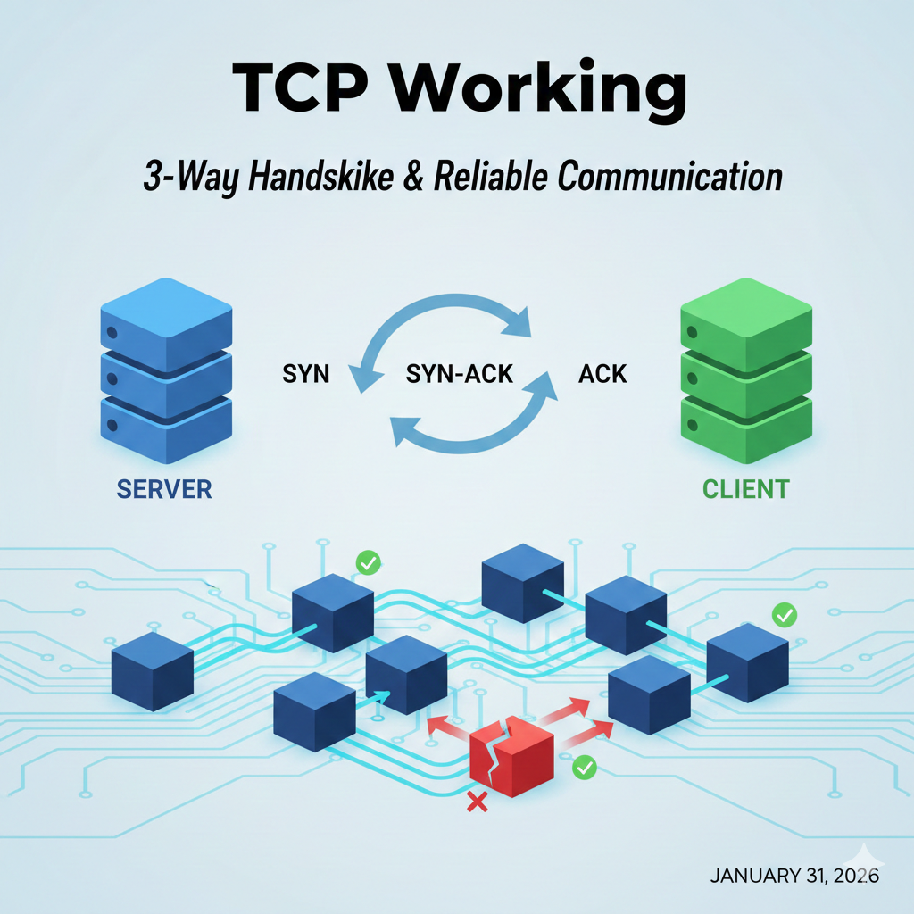 TCP Working: 3-Way Handshake & Reliable Communication